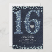 Denim & Diamonds Sweet 16 16th Birthday Party Kaart (Achterkant)