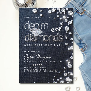 Denim Diamonds Thema Classy 30ste Verjaardagsfeest Kaart