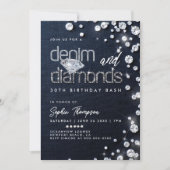 Denim Diamonds Thema Classy 30ste Verjaardagsfeest Kaart (Voorkant)