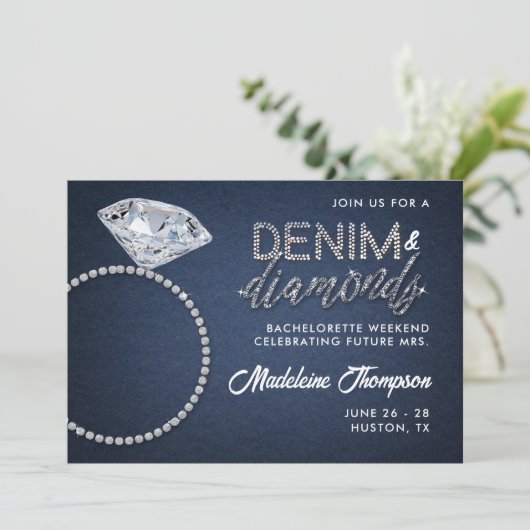 Denim Diamonds Trouwring Bachelorette Routebeschri Kaart (Staand voorkant)