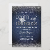 Denim Diamonds Typografie Chic 30th Birthday Party Kaart (Voorkant)