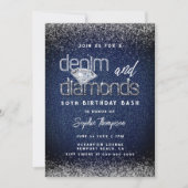 Denim Diamonds Typografie Chic 50ste Verjaardagsfe Kaart (Voorkant)