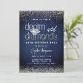 Denim Diamonds Typografie Chic 50ste Verjaardagsfe Kaart (Staand voorkant)
