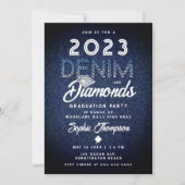 Denim Diamonds Typografie Modern Graduation Party Kaart (Voorkant)