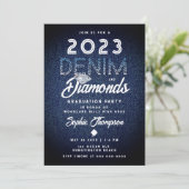 Denim Diamonds Typografie Modern Graduation Party Kaart (Staand voorkant)