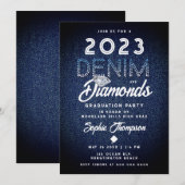 Denim Diamonds Typografie Modern Graduation Party Kaart (Voorkant / Achterkant)