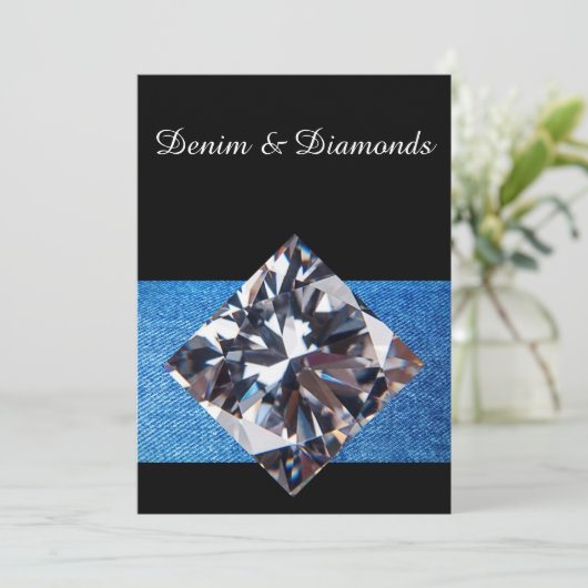 Denim & Diamonds Uitnodiging II (Staand voorkant)