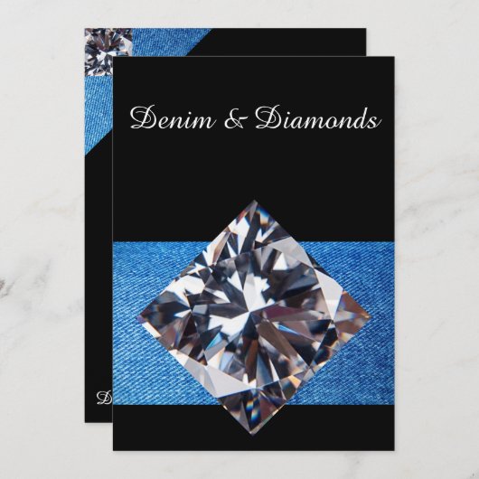 Denim & Diamonds Uitnodiging II (Voorkant / Achterkant)
