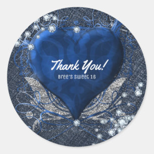 Denim & Diamonds verjaardagsfeest cadeautje Ronde Sticker