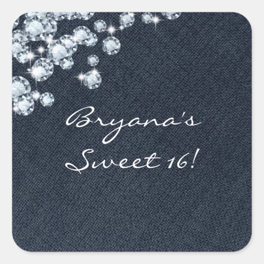 Denim & Diamonds Verjaardagsfeest Event Sticker (Voorkant)