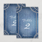 Denim & Diamonds verjaardagsfeest Tafelnummerkaart Kaart (Voorkant / Achterkant)