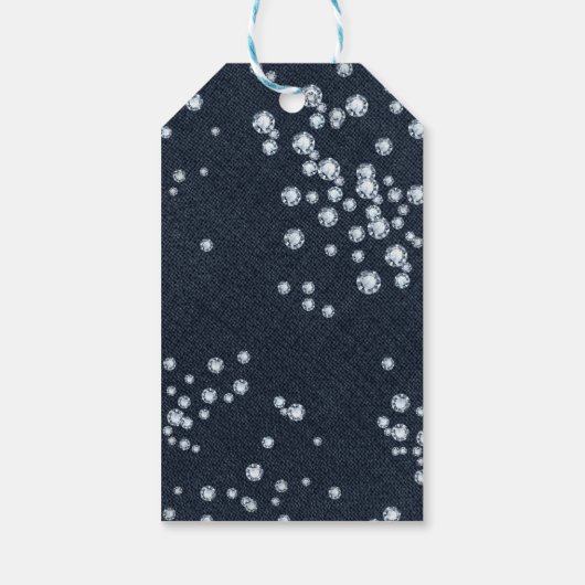 Denim & Diamonds Verspreide Bling Party Favor Cadeaulabel (Achterkant)
