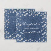 Denim Diamonds Verstrooide Bling Sweet 16 Uitnodig Kaart (Voorkant / Achterkant)
