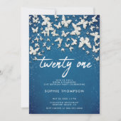 Denim Diamonds Vlinders Glitter Blauw 21e dag Kaart (Voorkant)