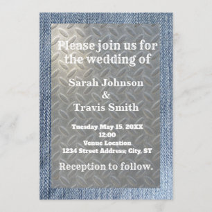 Denim & Diamonds Wedding Invitation Kaart
