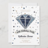 Denim Diamonds Wit Blauw Glitter 40e Verjaardag Kaart (Voorkant)