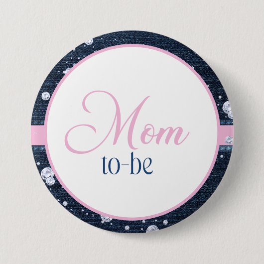 Denim & Diamonds Wordt Moeder Ronde Button 7,6 Cm (Voorkant)