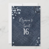 Denim & Diamonds Zakelijke Verjaardag Sweet 16 Fee Kaart (Achterkant)