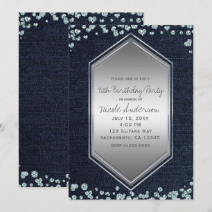 Denim Diamonds Zilveren Hartjes Verjaardagsfeest E Kaart