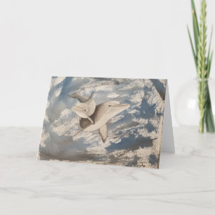 Denim Dolphins Blank Wenskaart Kaart