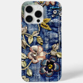 Denim Dreamland bloeien: Rhinestone-Enhanced Blue Case-Mate iPhone Case (Achterkant)