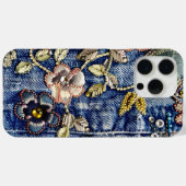 Denim Dreamland bloeien: Rhinestone-Enhanced Blue Case-Mate iPhone Case (Achterkant (horizontaal))