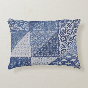 Denim driehoek Patchwork textuur. Accent Kussen