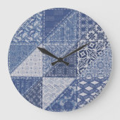 Denim driehoek Patchwork  textuur. Grote Klok (Voorkant)