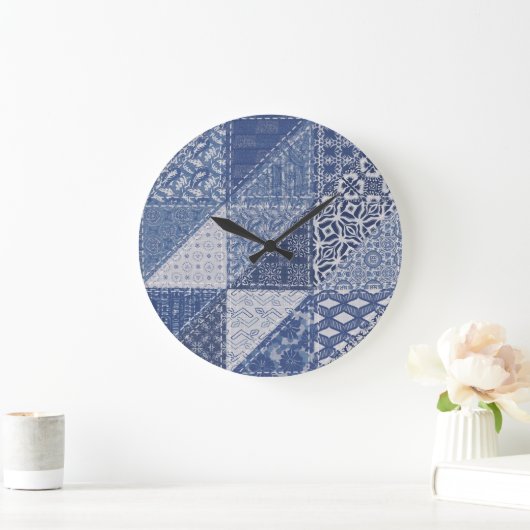 Denim driehoek Patchwork textuur. Grote Klok (Huis)