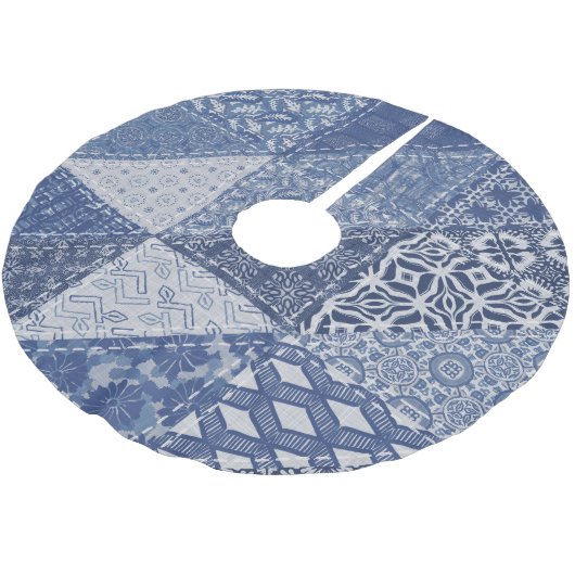 Denim driehoek Patchwork textuur. Kerstboom Rok (Gekanteld)