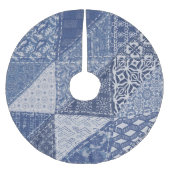 Denim driehoek Patchwork textuur. Kerstboom Rok (Voorkant)