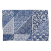 Denim driehoek Patchwork  textuur. Kussensloop (Voorkant)