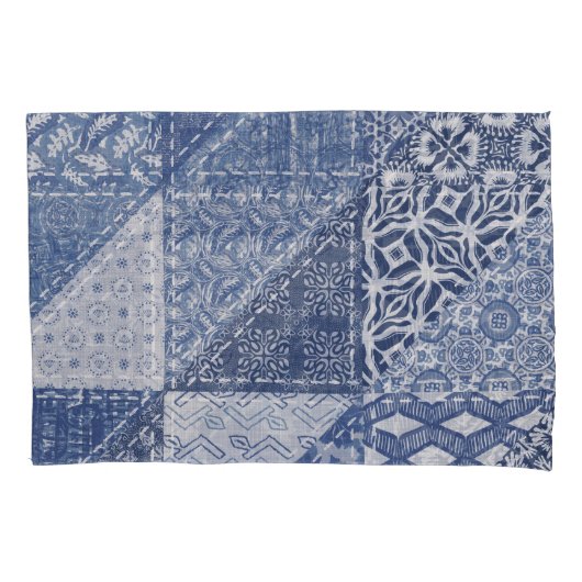 Denim driehoek Patchwork  textuur. Kussensloop (Voorkant)
