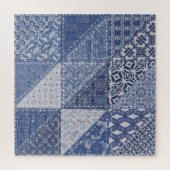 Denim driehoek Patchwork  textuur. Legpuzzel (Verticaal)