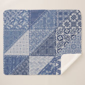 Denim driehoek Patchwork  textuur. Sherpa Deken (Voorkant (horizontaal))