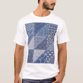 Denim driehoek Patchwork  textuur. T-shirt (Voorkant)