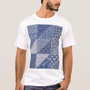 Denim driehoek Patchwork  textuur. T-shirt
