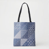 Denim driehoek Patchwork  textuur. Tote Bag (Voorkant)