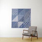 Denim driehoek Patchwork  textuur. Wandkleed (In situ)