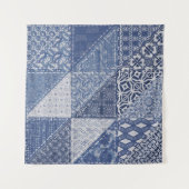Denim driehoek Patchwork  textuur. Wandkleed (Voorkant)