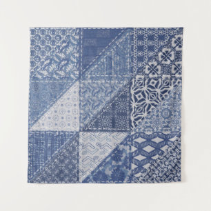 Denim driehoek Patchwork  textuur. Wandkleed