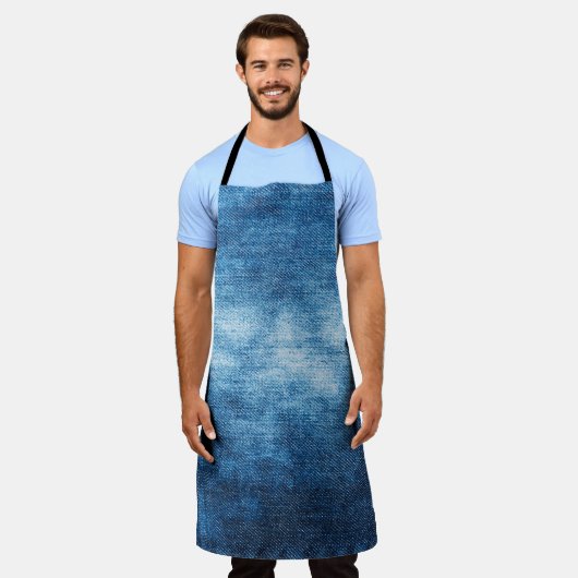 Denim droeg een weefselstructuur voor de achtergro schort (Gedragen)