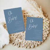 Denim/Dusty Blue Bohemian Baby shower Invitation Kaart