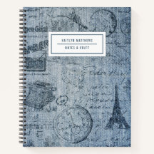 Denim Eiffel Tower Name Notitieboek