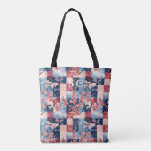 Denim en Bloemen Patchwork met Cherry Blossom Tote Bag (Achterkant)