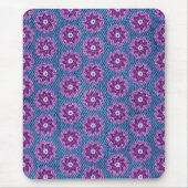 Denim en bloemen roze en blauw mousepad muismat (Voorkant)