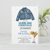 Denim en cocktails feest uitnodiging (Staand voorkant)