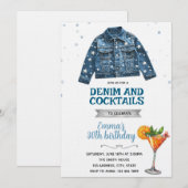Denim en cocktails feest uitnodiging (Voorkant / Achterkant)