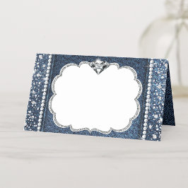 Denim en diamant plaatskaartje