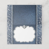 Denim en diamant plaatskaartje (Buitenkant ongevouwen)